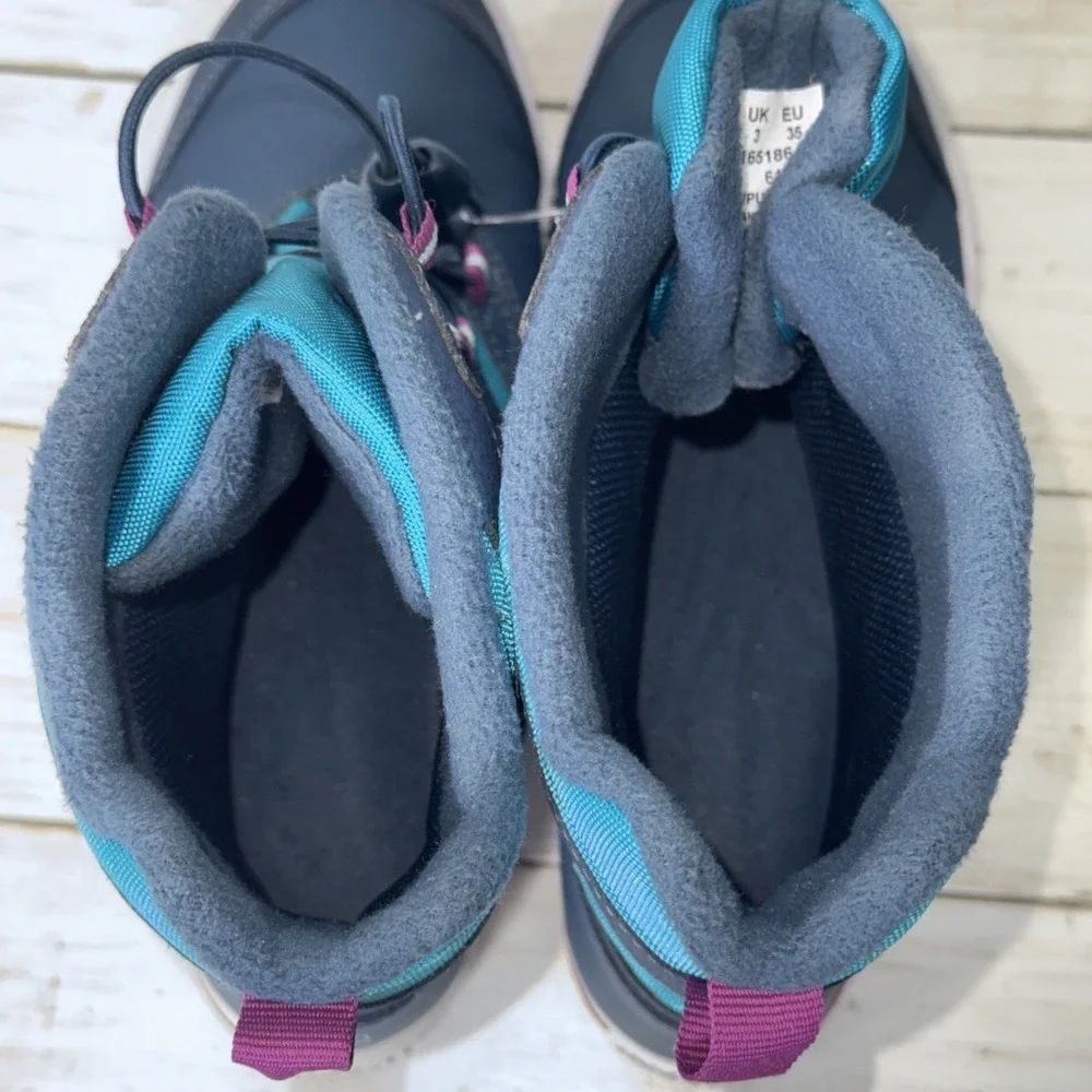 Merrell Kids Snow Bank 3.0 Waterproof Winter Boots Size 4M Navy Turquoise Pink